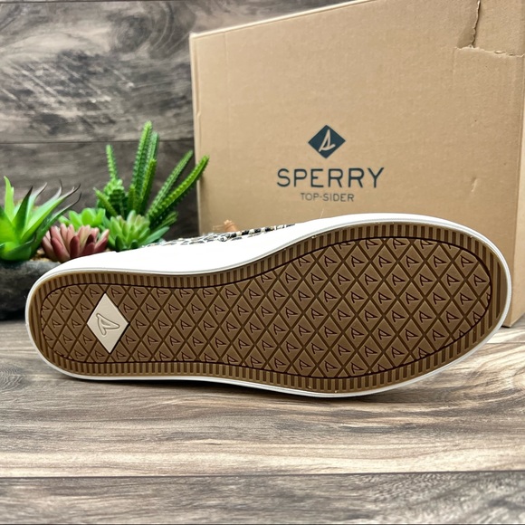 NIB Sperry Top Sider Crest Faux Fur High Top Sneaker Animal Print Tan 9M 40 - Picture 8 of 12